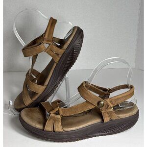 Skechers Shape-Ups Brown Sandals Adjustable Straps & Memory Foam Sole Women SZ 9